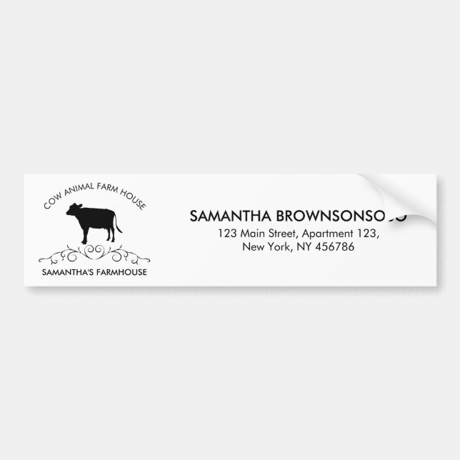 Adesivo Para Carro Rustic Dairy Farm Design | Ornate Cow Logo (Frente)