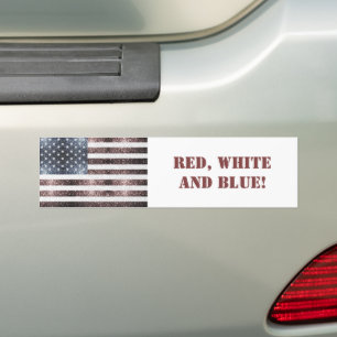 Adesivo Para Carro Rustic Red White Blue Sparkles bandeira dos EUA co