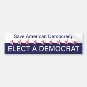 Adesivo Para Carro Salvar a Democracia Americana; Eleve um democrata