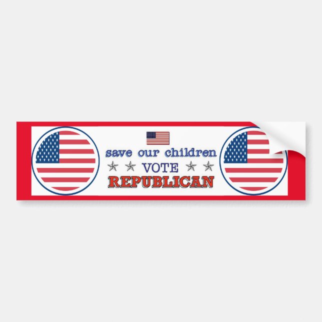 Adesivo Para Carro Salvar Crianças Votar Republicano (Frente)