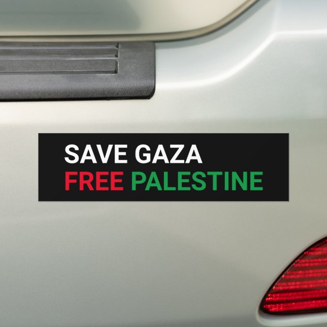 Adesivo Para Carro Salvar Gaza Liberdade Palestina Preta Vermelha Ver (No carro)