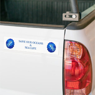 Adesivo Para Carro Salve nossos mares, saltando golfinhos