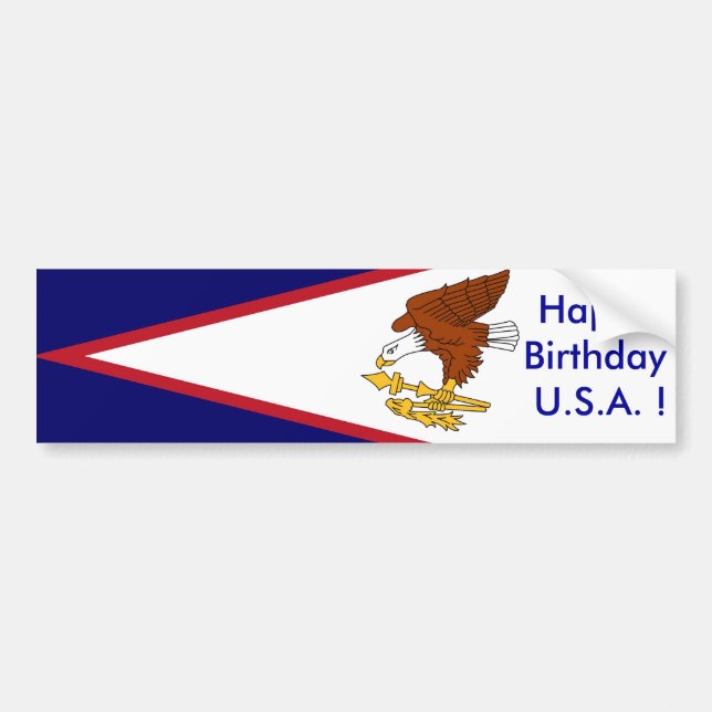 Adesivo Para Carro Samoa Americana Sticker, Feliz Aniversário America (Frente)