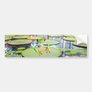 Adesivo Para Carro Sapo Verde Subindo Em Lily Pad,