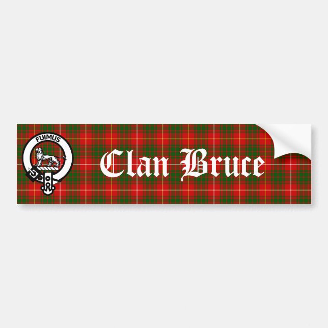 Adesivo Para Carro Scottish Clan Bruce Crest Crachá e Tartan (Frente)