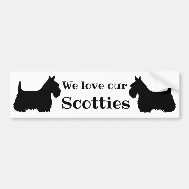 Adesivo Para Carro Scottish Terrier, amamos nossos Scotties, 2 Scotti (Frente)