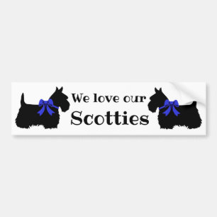 Adesivo Para Carro Scottish Terrier, amamos nossos Scotty/Blue arco