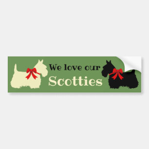 Adesivo Para Carro Scottish Terrier, eu amo meus Scotties/whaten/blac