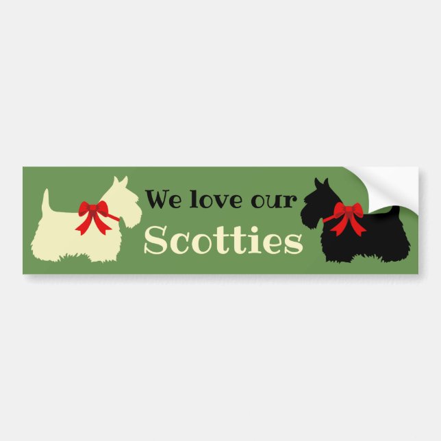 Adesivo Para Carro Scottish Terrier, eu amo meus Scotties/whaten/pret (Frente)