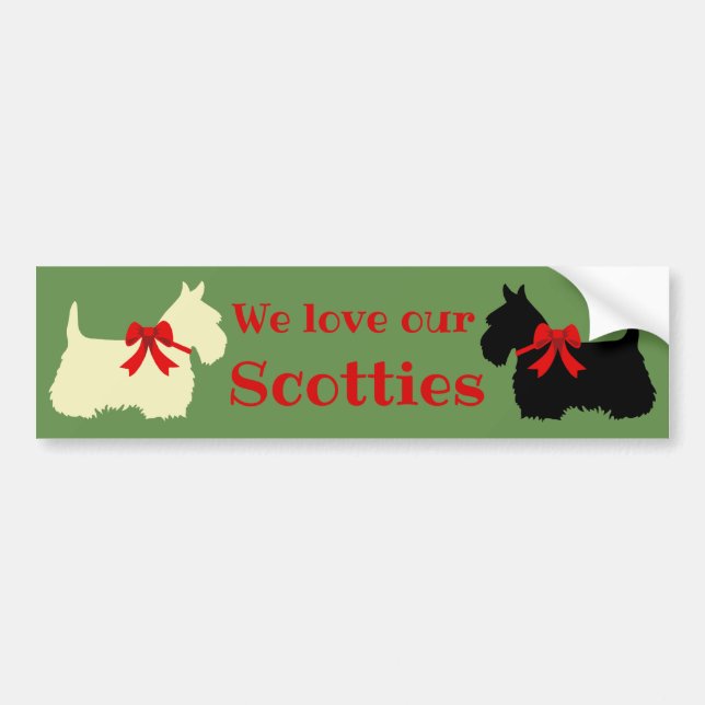 Adesivo Para Carro Scottish Terrier, eu amo meus Scotties/whaten/pret (Frente)