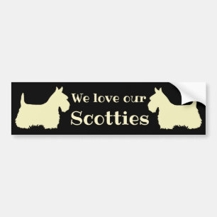 Adesivo Para Carro Scottish Terrier, eu amo meus Scotty, 2 batidos