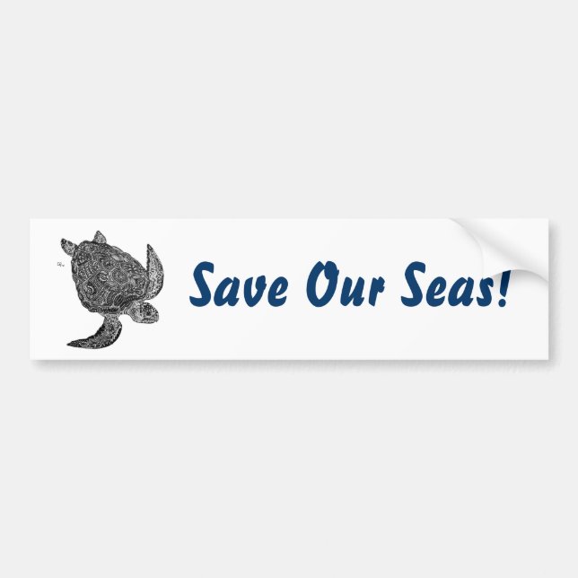 Adesivo Para Carro SeaTurtle, salvar nossos mares! Autocolante no (Frente)
