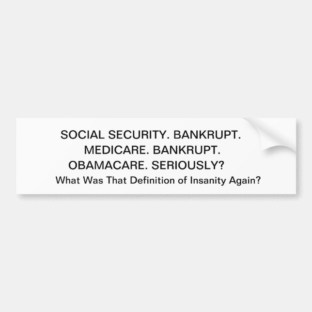 ADESIVO PARA CARRO SEGURANÇA SOCIAL. BANKRUPT., MEDICARE. BANKRUPT…. (Frente)