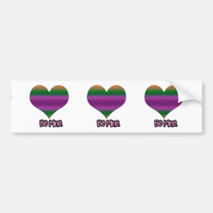 Adesivo Para Carro Seja meu Namorados Coração de Stripe Roxo