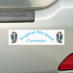 Adesivo Para Carro Sereia Tropical Flor Thunder_Cove