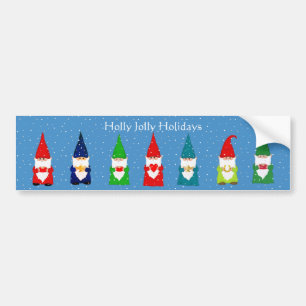 Adesivo Para Carro Sete Gnomos de Natal em Azul Claro