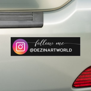 Adesivo Para Carro Siga-me Página de Mídia Social Instagram Preto e B