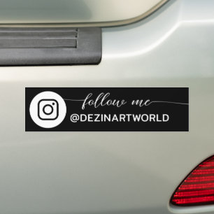 Adesivo Para Carro Siga-me Página de Mídia Social Instagram Preto e B