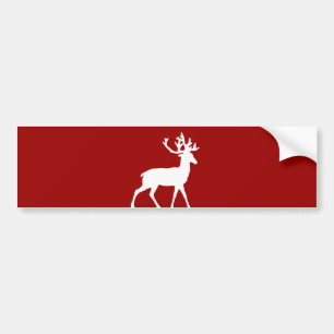 Adesivo Para Carro Silhueta dos cervos - vermelho e branco