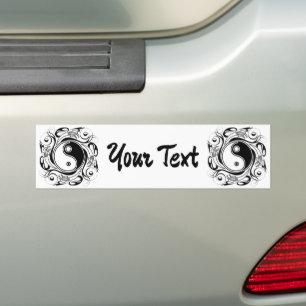 Adesivo Para Carro Símbolo Yin & Yang Preto e Branco Estilo Tatuagem