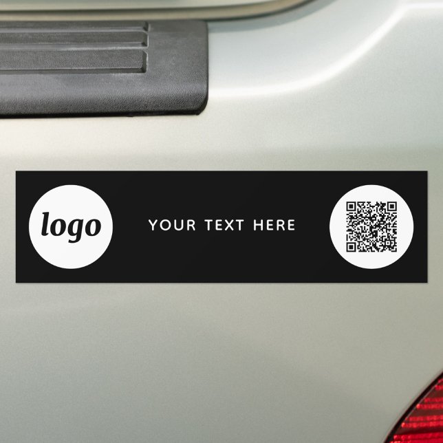 Adesivo Para Carro Simple Logo and Text Business QR Code Promotional (Simple logo with custom text QR code business branding promotional bumper sticker)