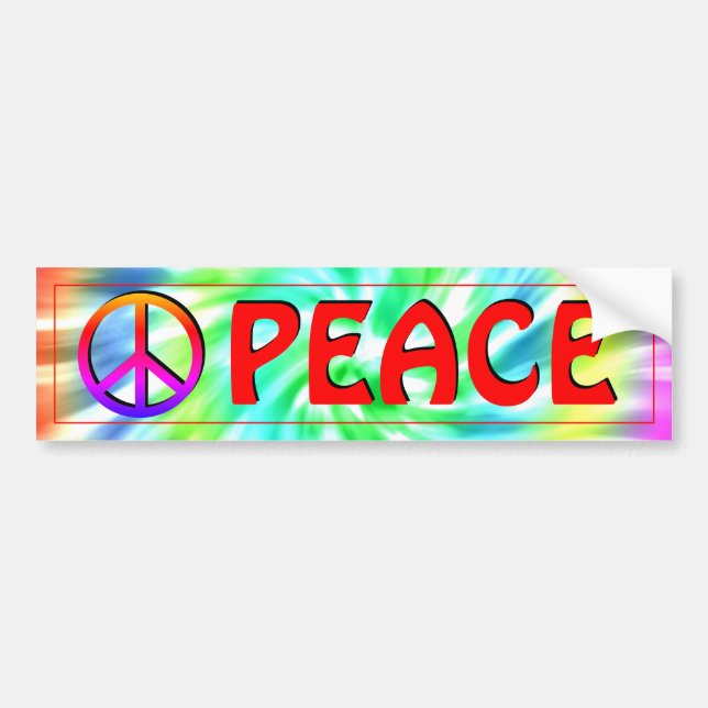 Adesivo Para Carro Sinal de Paz Tie-Dye Bumper Sticker (Frente)