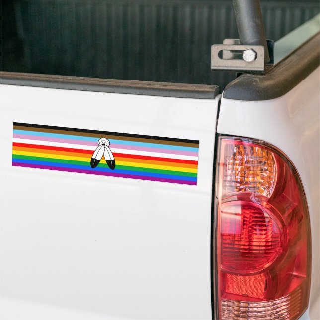 Adesivo Para Carro Sinalizador do Orgulho de Progresso LGBTQ+ com Doi (No caminhão)