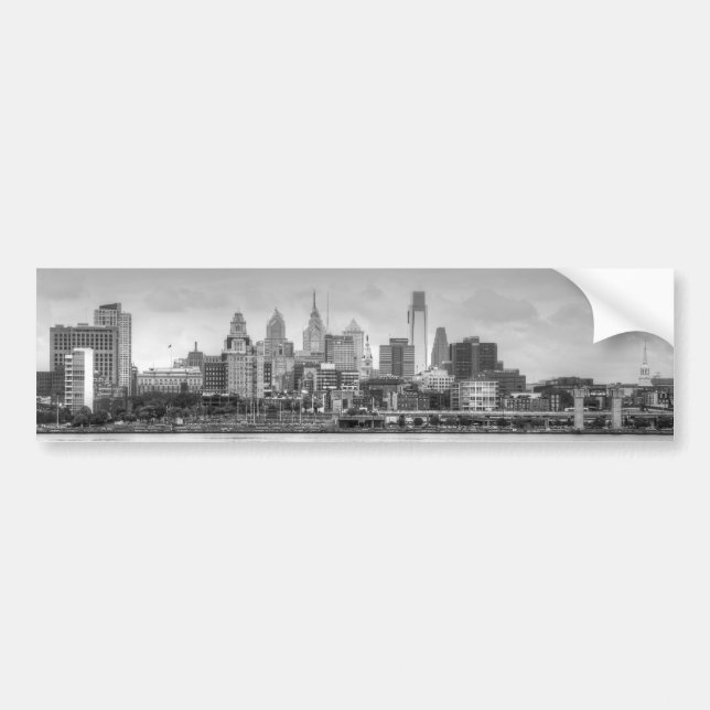Adesivo Para Carro Skyline de Philadelphfia em preto e branco (Frente)