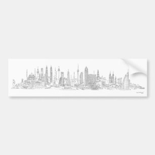 Adesivo Para Carro Skyline do mundo (preto + Branco)