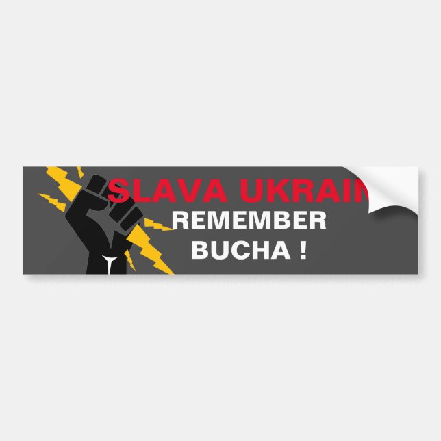 ADESIVO PARA CARRO SLAVA UKRAINI LEMBRA DO BUCHA BUMPER STICKER (Frente)