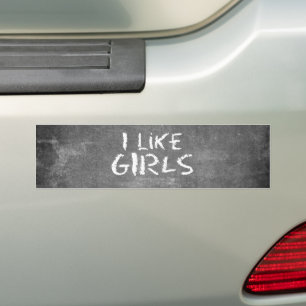 Adesivo Para Carro SlipperyJoe's Eu gosto de garotas 'chalkboard' suj