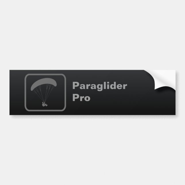 Adesivo Para Carro Slogan 'Paraglider Pro' Preto (Frente)