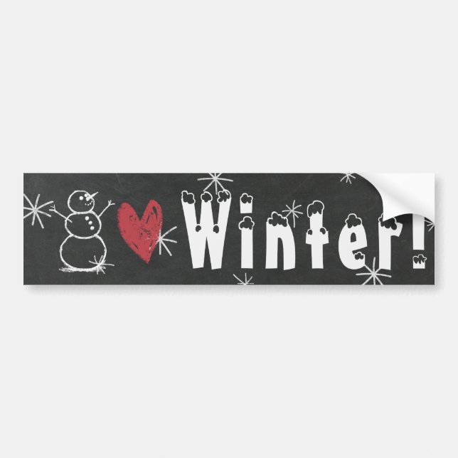 Adesivo Para Carro Snowmen Heart Winter Bumper Sticker (Frente)