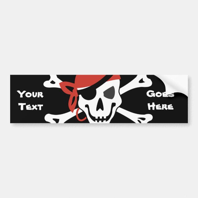 Adesivo Para Carro Sorrindo Jolly Roger com seu texto personalizado (Frente)