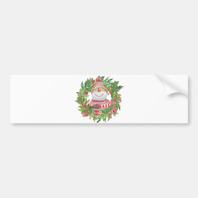 Adesivo Para Carro Sorriso Snowman Wreath Natal (Frente)