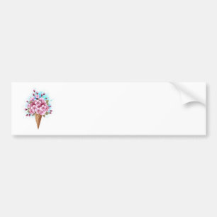 Adesivo Para Carro Sorvete Waffle Rosa Sakura Cone