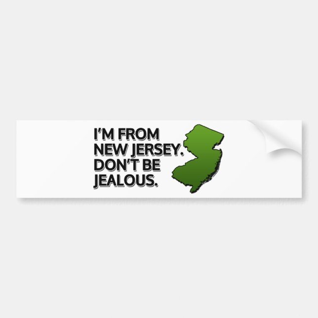 Adesivo Para Carro Sou de Nova Jersey. Não tenha ciúmes. (Frente)