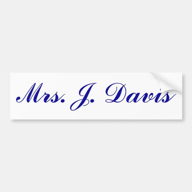 Adesivo Para Carro Sra. J. Davis (Frente)