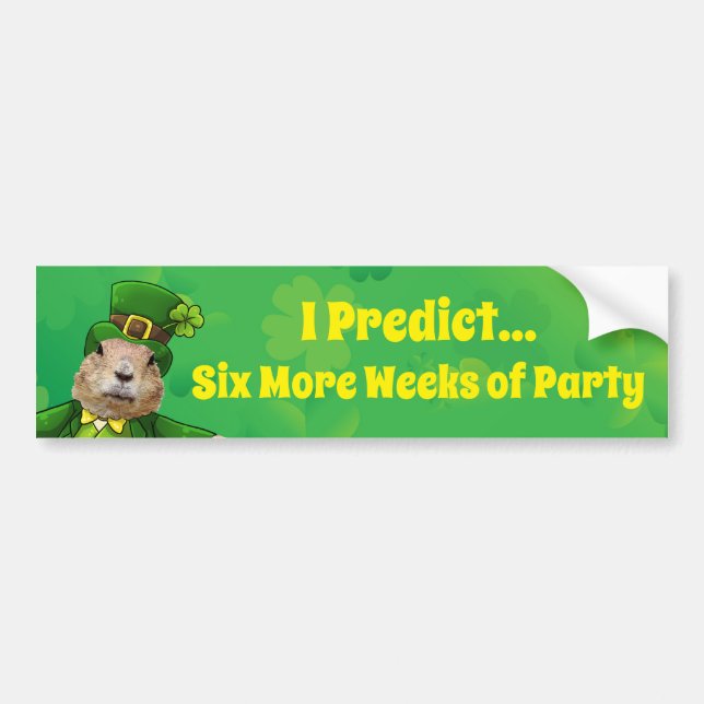 Adesivo Para Carro St. Patrick’s Day Groundhog Party Animal (Frente)