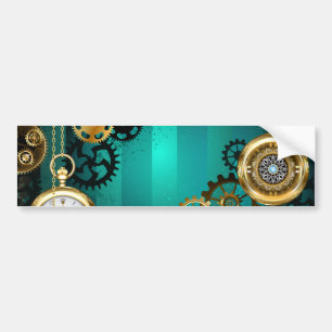 Adesivo Para Carro Steampunk Jewelry Watch em um fundo verde