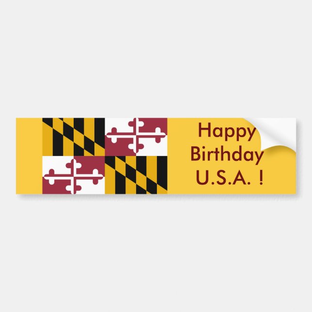 Adesivo Para Carro Sticker Flag de Maryland, Feliz Aniversário dos EU (Frente)