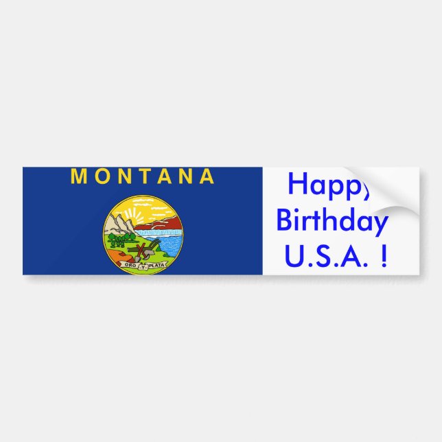 Adesivo Para Carro Sticker Flag de Montana, Feliz aniversário dos EUA (Frente)