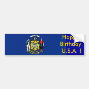 Adesivo Para Carro Sticker Flag de Wisconsin, Feliz Aniversário dos