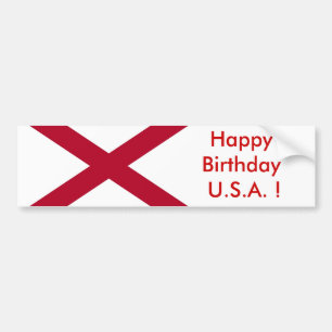 Adesivo Para Carro Sticker Flag do Alabama, Feliz Aniversário dos EUA