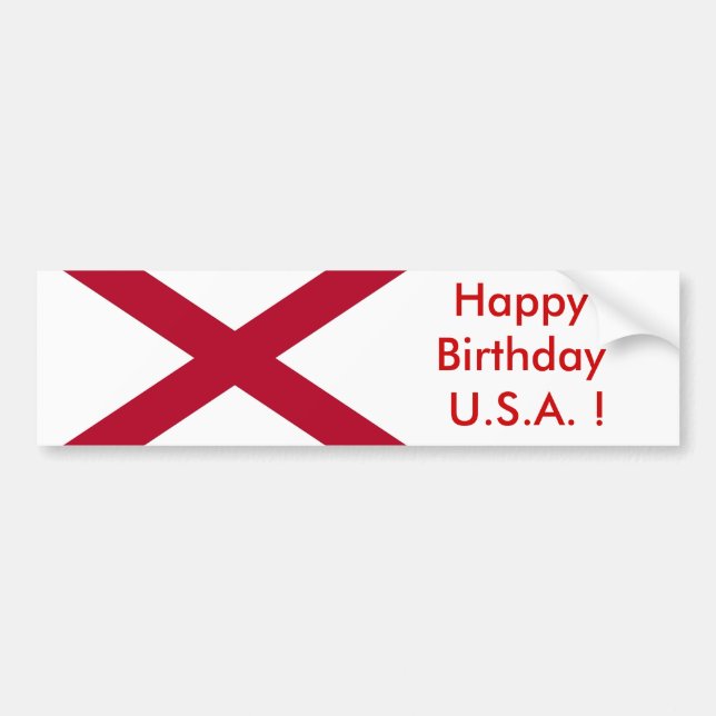 Adesivo Para Carro Sticker Flag do Alabama, Feliz Aniversário dos EUA (Frente)