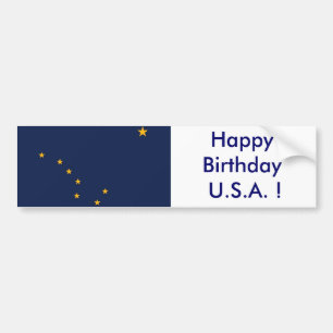 Adesivo Para Carro Sticker Flag do Alaska, Feliz Aniversário dos EUA!