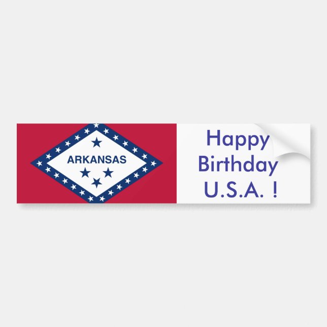 Adesivo Para Carro Sticker Flag do Arkansas, Feliz Aniversário dos EU (Frente)