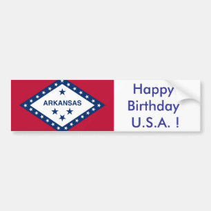 Adesivo Para Carro Sticker Flag do Arkansas, Happy Birthday U.S.A.!