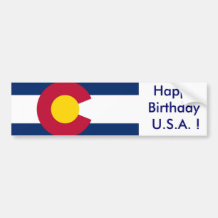 Adesivo Para Carro Sticker Flag do Colorado, Feliz Aniversário dos EU
