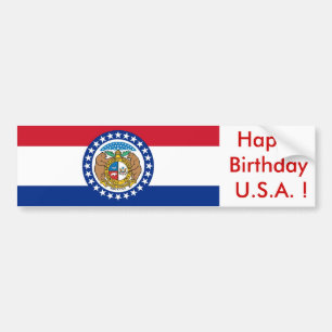 Adesivo Para Carro Sticker Flag do Missouri, Feliz Aniversário dos E